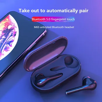 

New M6S TWS Bluetooth 5.0 earphones Active Noise Reduction HD Call Half in-ear Headsets with Charging Box Ture Wireless Earbuts