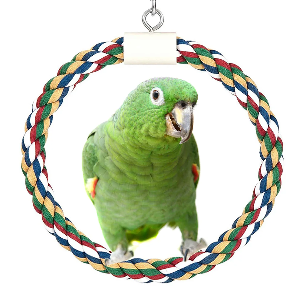 Soporte para mascotas suministros de entrenamiento, columpio para pájaros, loro o cacatúa de juguete, jaula colgante, cuerda trenzada para masticar