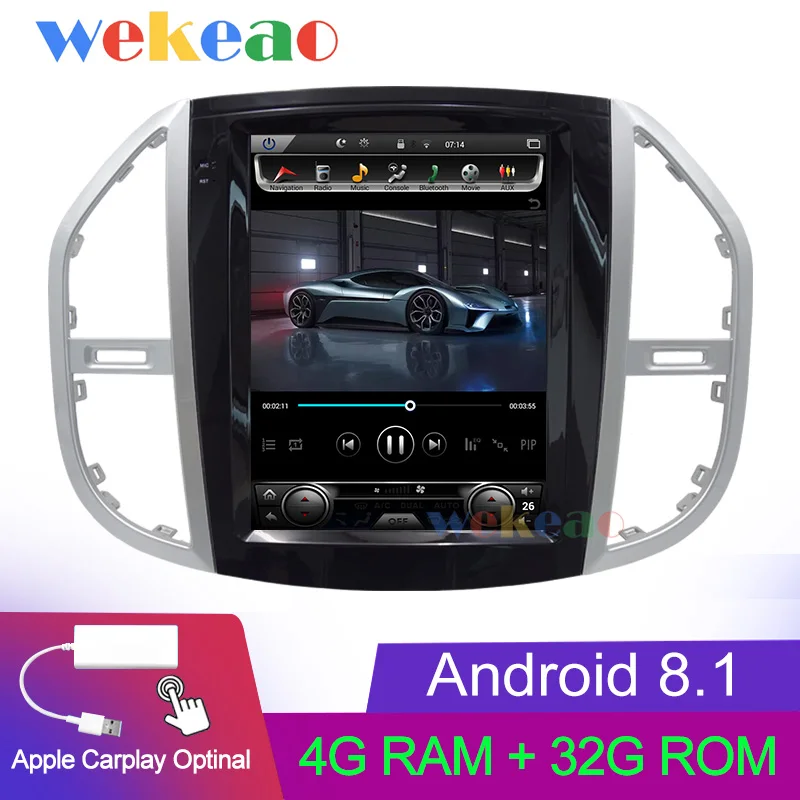 Wekeao вертикальный экран Tesla стиль 12,1 ''Android 8,1 автомобильный Dvd мультимедийный плеер для Mercedes Benz Vito DVD Автомобильный плеер 4G - Цвет: Android Car Radio