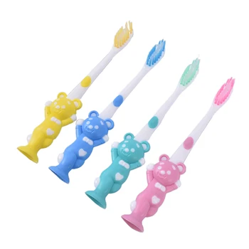 

4pcs/kit Silicone Soft Tooth Brush Kids Toothbrush Cute Cartoon Bear Rabbit Anti Slip Portable Teeth Brushes For Children Baby