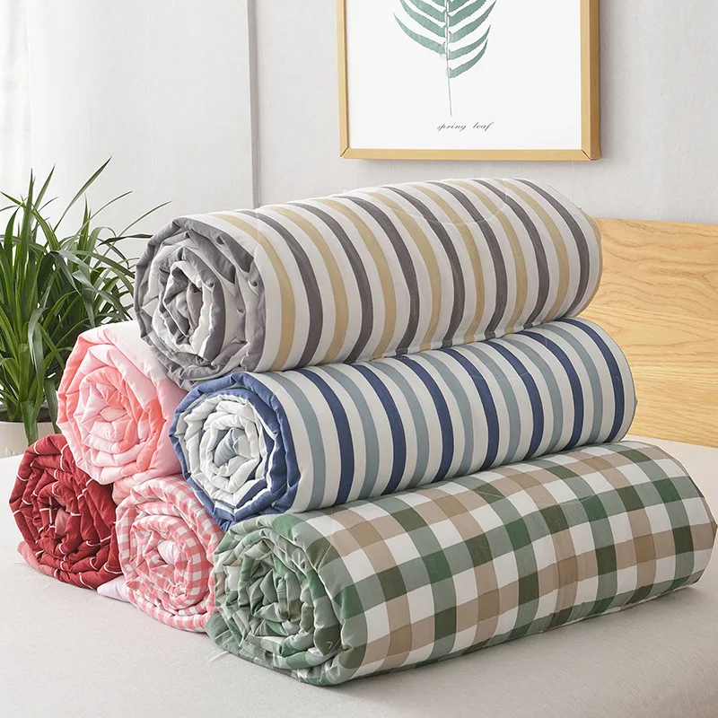 

New Style Washed Cotton Summer Blanket Simple Summer Quilt Three-piece Set Summer Single Double Airable Cover