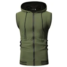 Новинка лета, мужская стильная разноцветная футболка без рукавов, большой размер, Спортивная жилетка с капюшоном, мужская куртка