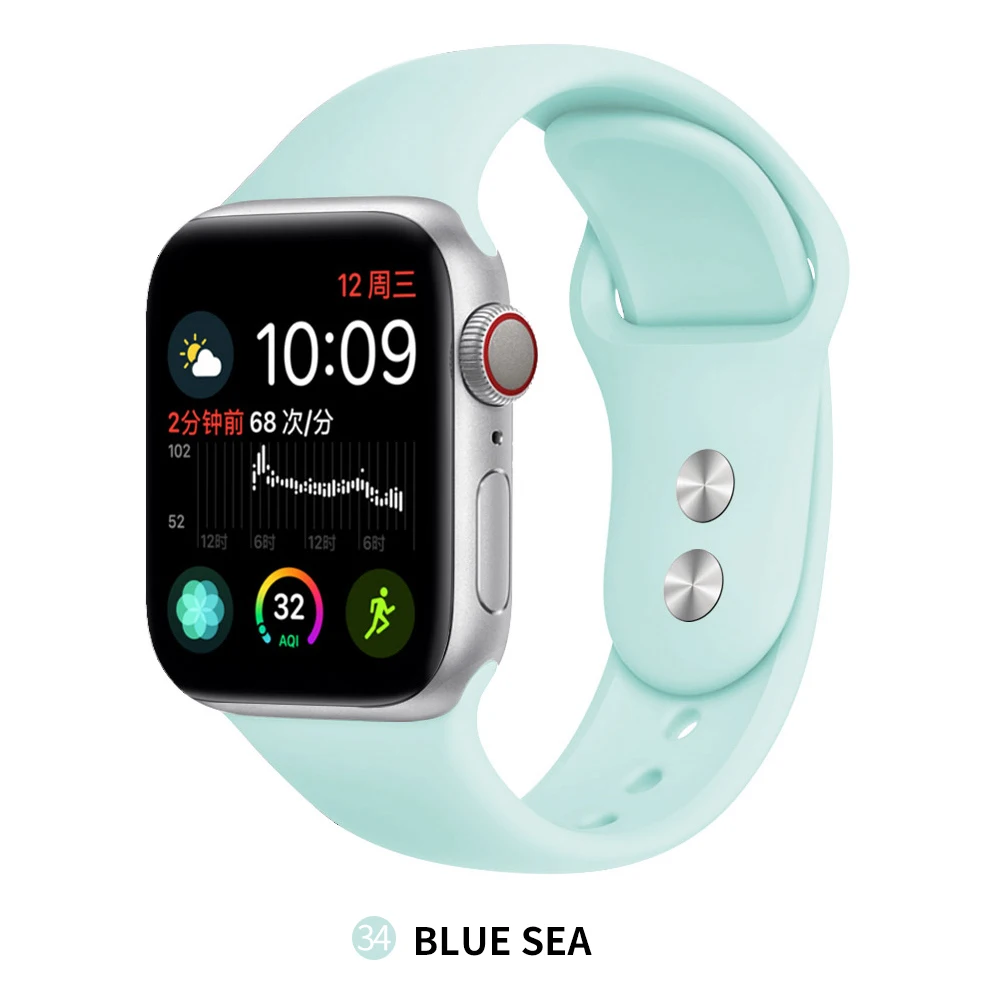 Blue sea Ремешок для Apple 38 мм 42 мм iWatch 5 ремешок 44 мм 40 мм ремешок спортивный силиконовый браслет часы Apple correa 4 3 2 1 Аксессуары - Band Color: Blue sea
