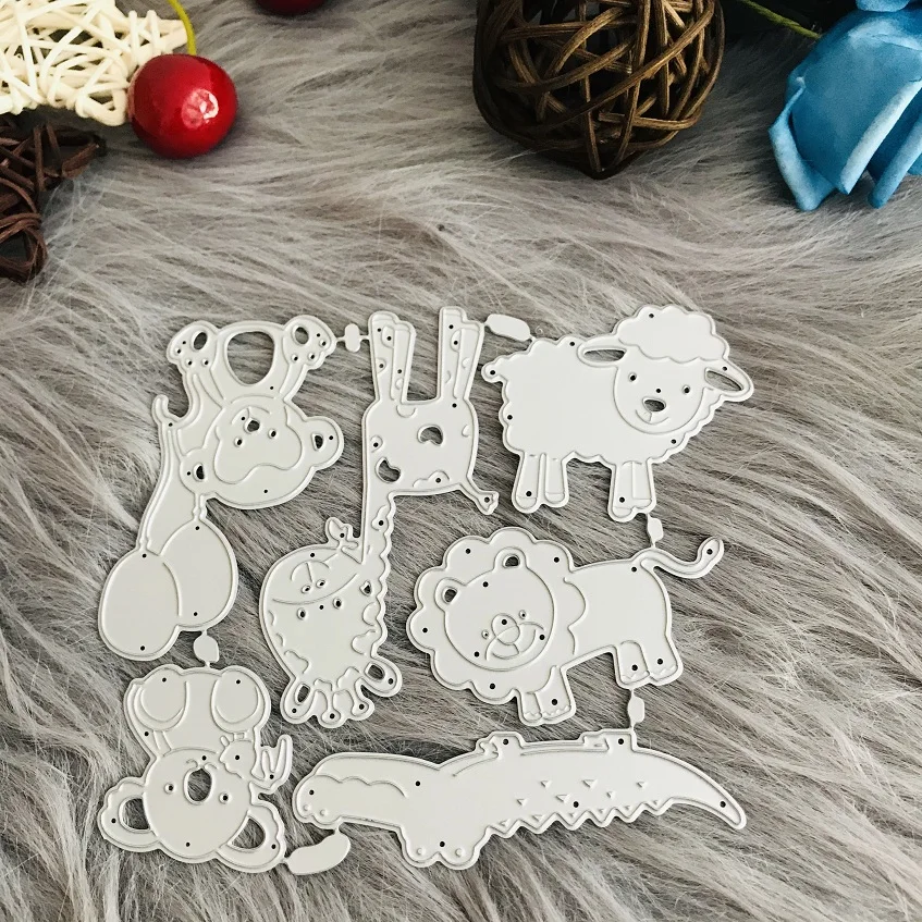 

Lovely animal set panda sheep monkey lion crocodile giraffe Metal Cutting Dies Set DIY Craft Paper Making Template #18