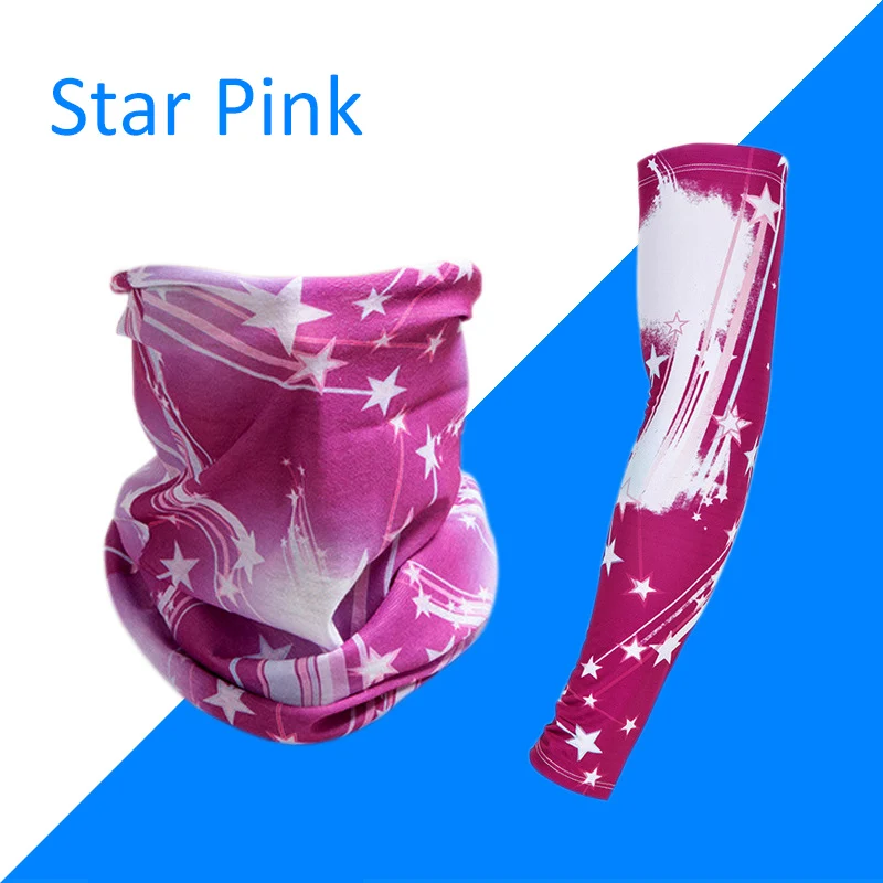 Star-Pink-XL 1Set Summer Mouth Face Mask Ice Cool Sleeve Unisex Mask Letter Print Fashion Sleeve Mask Outdoor Sunshine Avoider Face Cover - Цвет: Star-Pink-XL