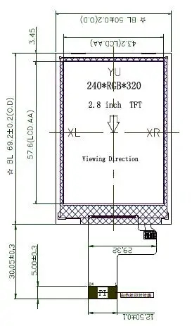 2,8 дюймов 24PIN HD TFT ЖК-дисплей Цвет дисплея Экран ILI9341 ST7789 Водительская подушка безопасности 8/16Bit Интерфейс QVGA 320(RGB)* 240