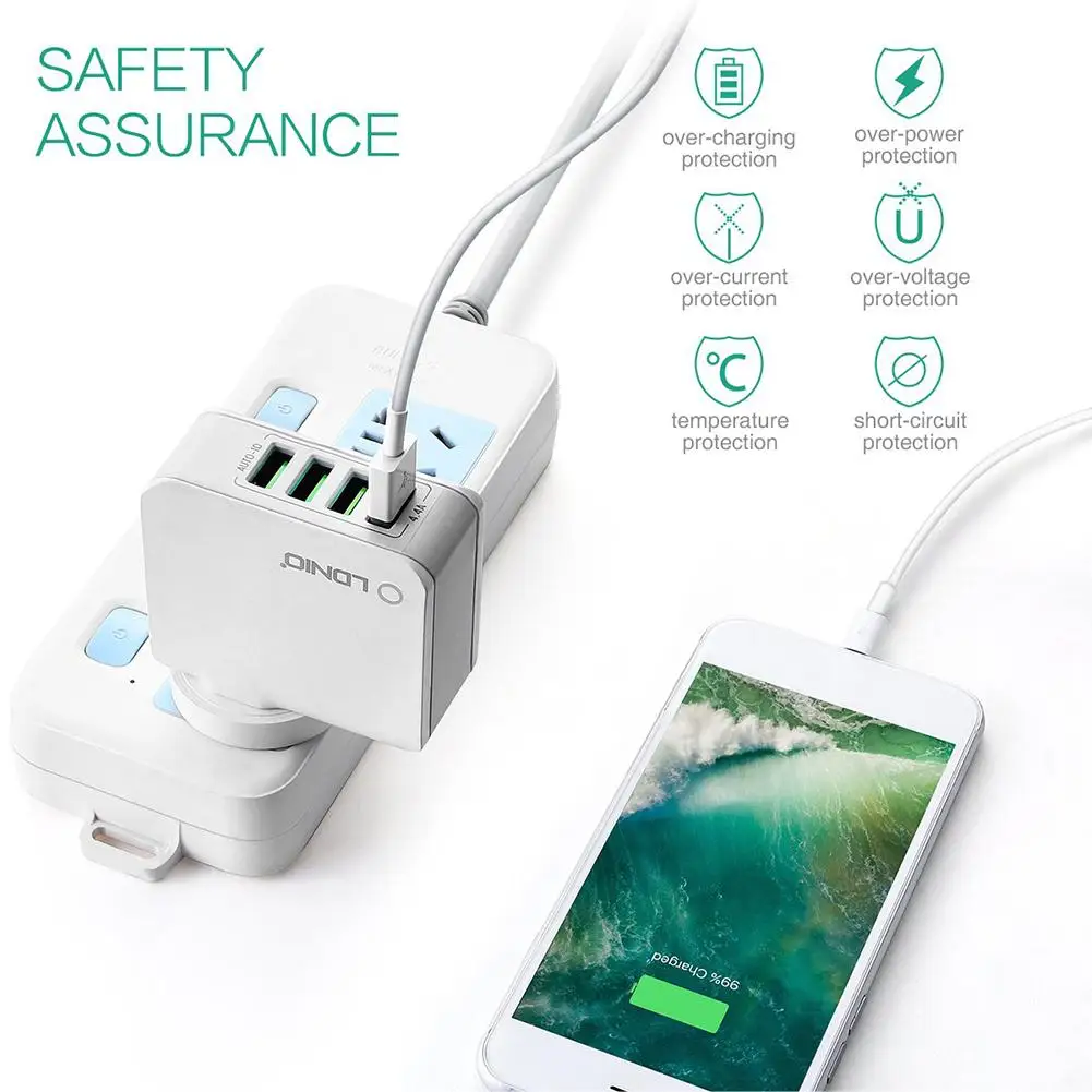 Универсальное USB Сетевое зарядное Зарядное устройство адаптер для LDNIO адениума A4403 адаптер быстрой зарядки с 4-Порты и разъёмы для путешествий Зарядное устройство Док-станция для аксессуары