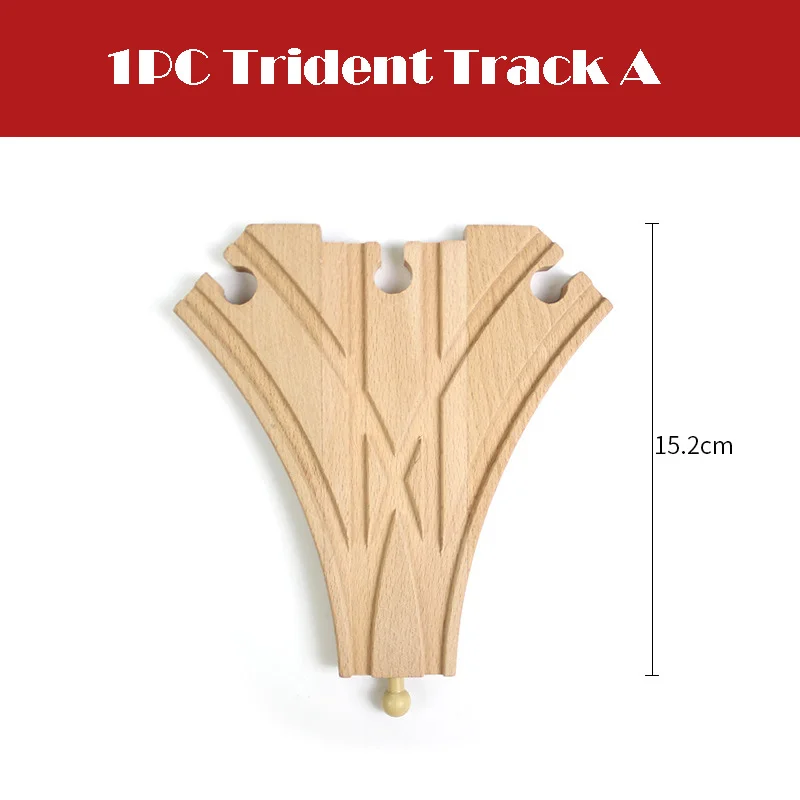 Premium Beech Wood Railway Track Accessories - Forked Rail Design for Kids' Wooden Train Sets