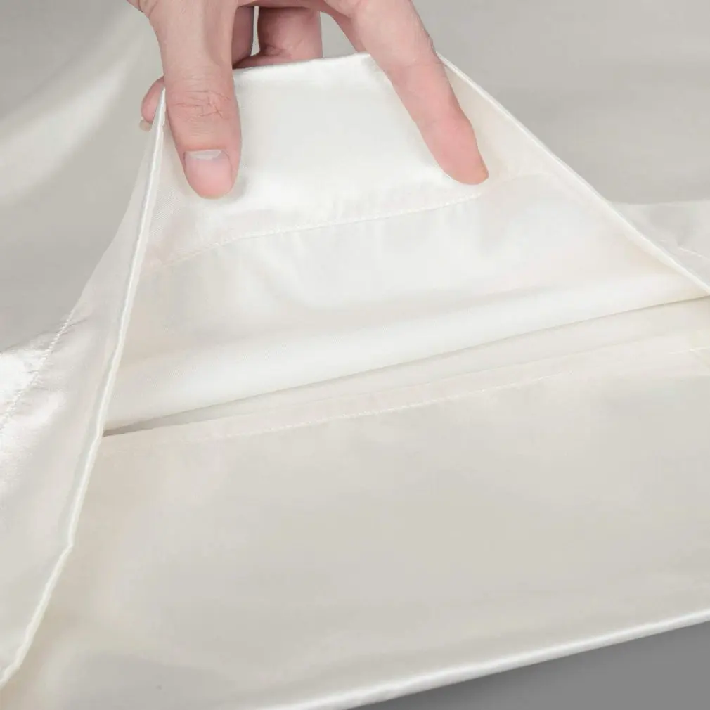 2Pcs Pillowcases Simulated Silk Solid Color Smooth Pillow Cover Head Rest Cushion Cover Summer Bed Supplies For Dorm Room
