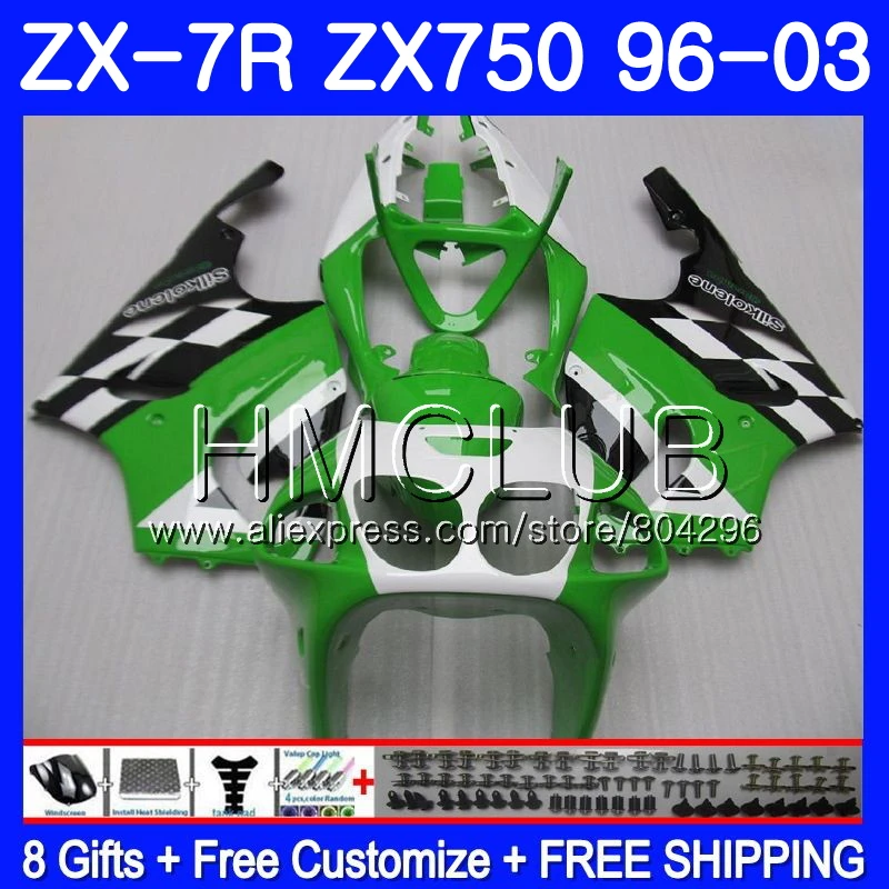 Средства ухода за кожей для KAWASAKI NINJA наличии зеленый ZX750 ZX 7R 1997 1998 2003 11JK. 10 7 R 750 CC ZX7R