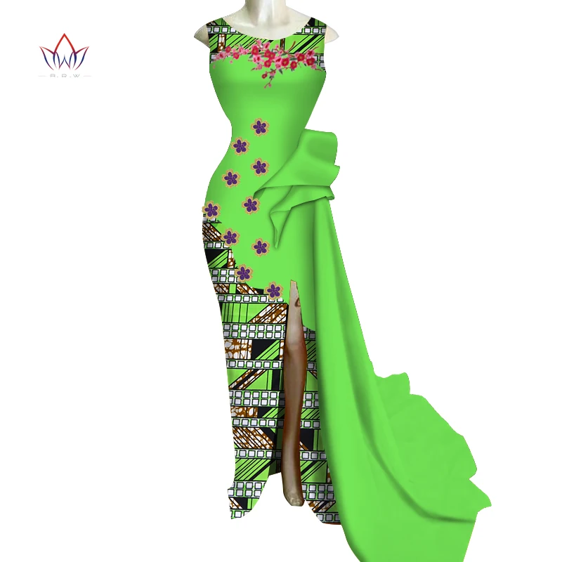 Африканские платья для женщин Bazin Riche африканская одежда женская аппликация цветок Длинные вечерние платья Дашики африканская одежда WY3516 - Цвет: 9