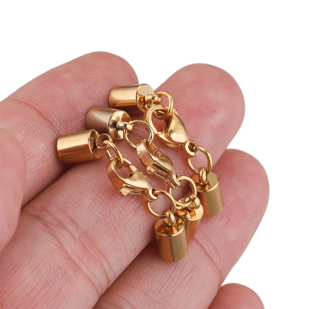 【LES CLEIAS】エストレラの金メッキチップ 5pcs/lot Stainless Steel Gold Lobster Clasp Leather Crimp