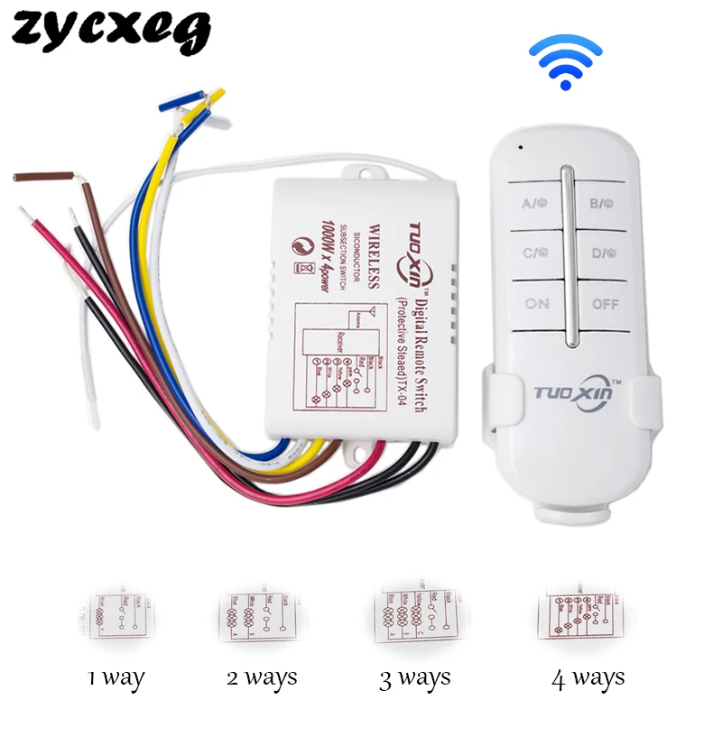 Interrupteur de lumière à télécommande numérique, sans fil, pour ampoule de  lustre, 220V, RF433, 1/2/3/4 voies