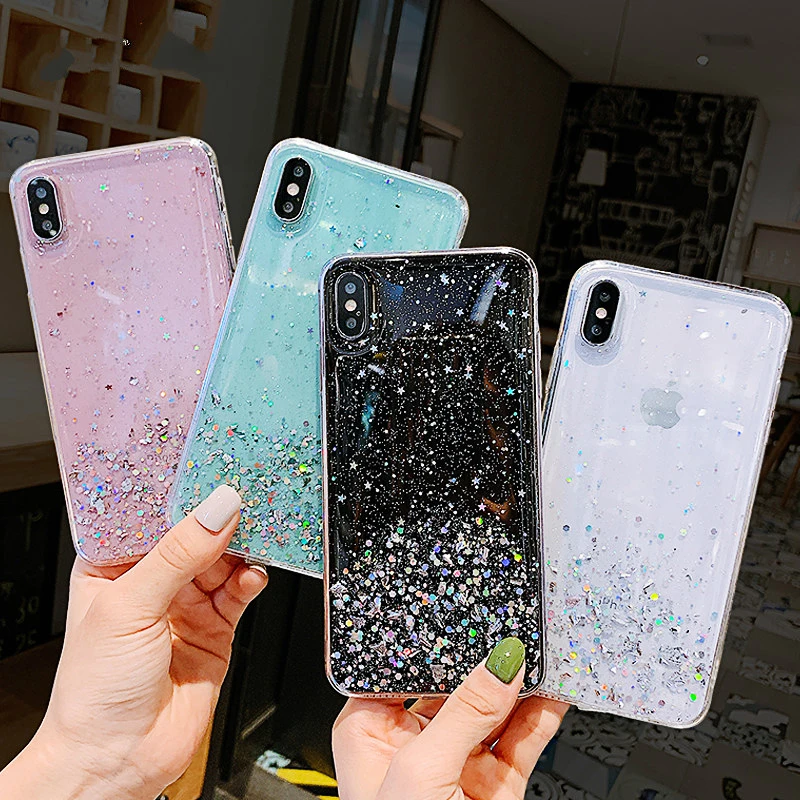 

Glitter Phone Case For Huawei P30 Pro P20 Lite Mate 20 10 Pro Sequin Silicone Cover for iPhone 6 6S 7 8 Plus X XS Max XR Case