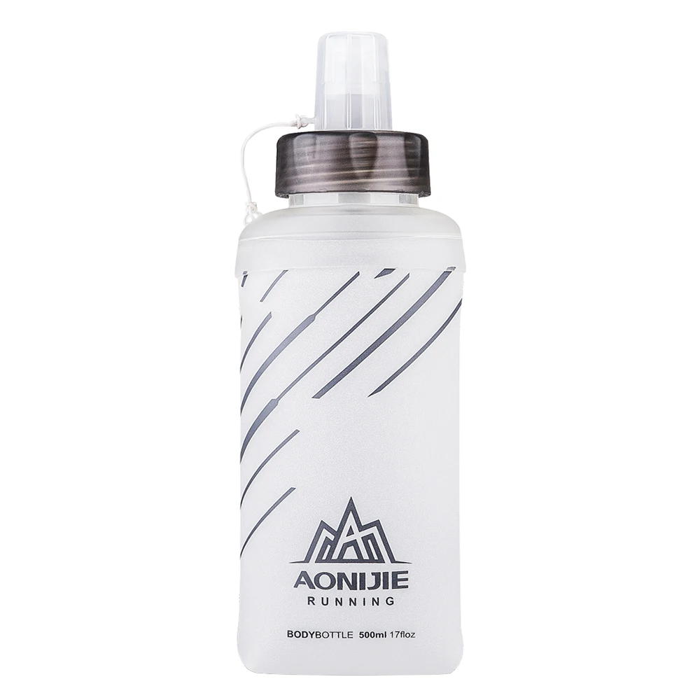 450ml / 500ml Outdoor Water Drinking Bottle Bicycle Water Bottle Soft Folding Flask BPA Free for Running Hiking Marathon