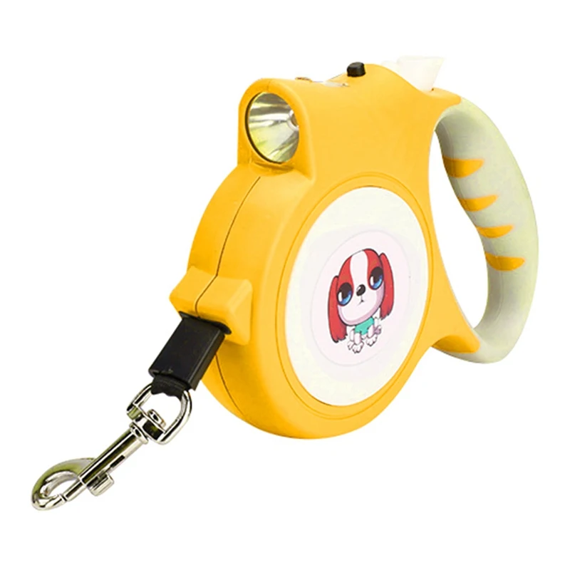5M Retractable Dog Leash Automatic Flexible Dog Puppy Cat Traction Rope Belt Dog Leash with LED Detachable Flashlight For Dogs - Цвет: Цвет: желтый