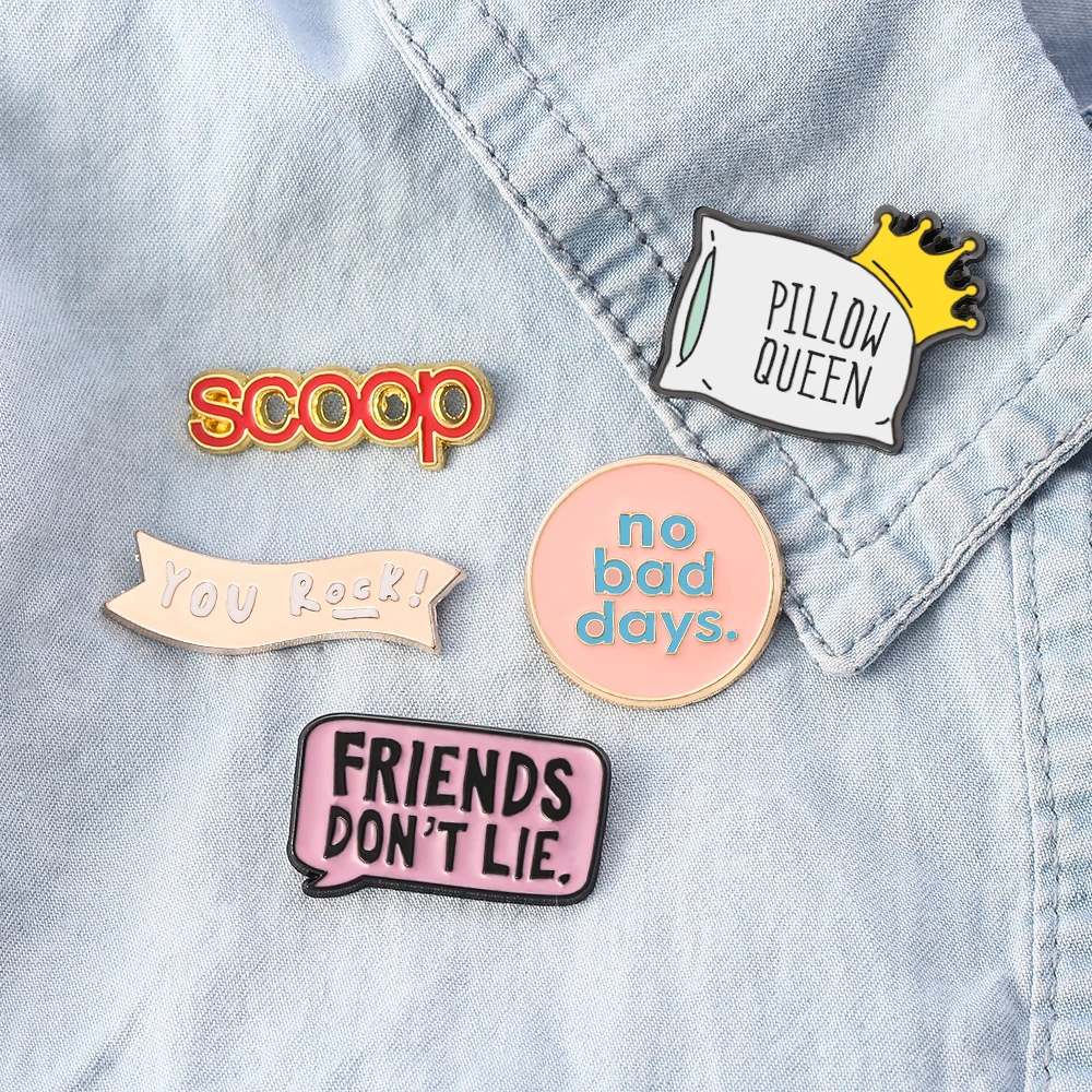 Значок брошь с эмалью в виде надписи Friends Don't Lie No Bad Days|Броши| |