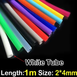 Colorful Soft Silicone Rubber Tube - Food Grade Flexible Hose, 1 Meter Length, 2mm x 4mm Diameter (White)