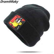 Новинка, Мужская зимняя женская шапка с вышивкой в виде животных, Дональд Дак, Осенняя шапка, зимняя женская шапка, модная шапка в виде кролика