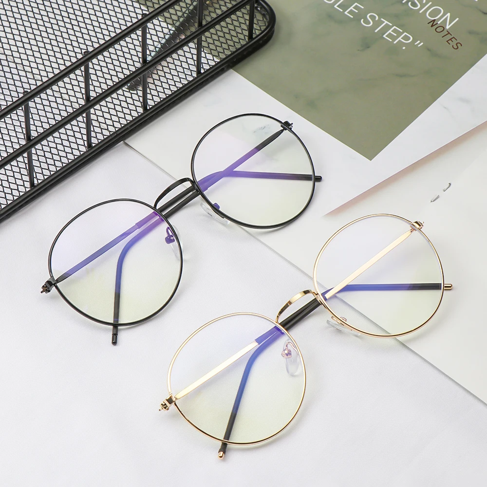 Oversized Metal Frame Eyewear Unisex Fashion Vintage Square/Round FrameAnti-UV Glasses Optical Spectacles Vision Care Eyeglasses blue light blockers