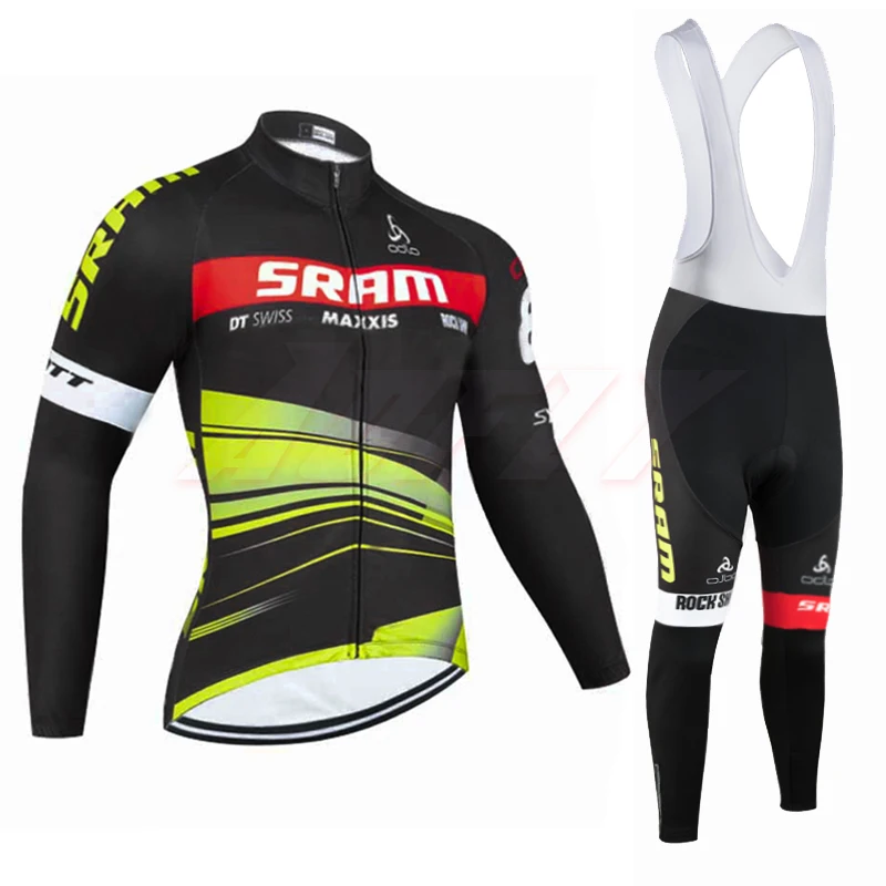 Новинка, зимняя команда SRAM pro, велосипедная Джерси, Ropa Ciclismo, термальная флисовая одежда для велоспорта, Майо, нижняя часть, 9D подкладка, тонкие велосипедные штаны, костюм - Цвет: Thin white suit