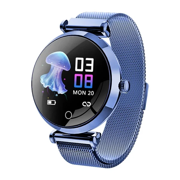 Blue Для женщин модные часы Smart watch монитор сердечного ритма, с экраном сердцебиения, умные часы, Для мужчин умные часы Фитнес часы-браслет - Color: Blue