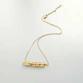 

LiiJi Unique Genuine Natural Citrine Sparkling Beads Goldfilled Chain Link Delicated Handmade Necklace 40cm/45cm