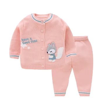 

Baby Winter Cardigan Knitted Sweater Suits Infant Fall Clothes Kids Boutique Outsuit Newborn Children Clothing Christmas Outfits