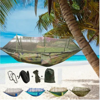 

Portable Outdoor Camping Hammock with Mosquito Net Camouflage High Strength Parachute Fabric Hanging Bed Swing Free Shipping
