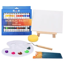 24 цвета 12 акриловые краски, мл набор богатых пигментов туба краски s с деревянным мольбертом краски ing холст товары для рукоделия подарок для детей начинающих