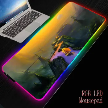 

MRGBEST Ship Fantasy Landscape Mouse RGB HD Print Computer Gamer Locking Edge Mousepad XXL Keyboard PC Mice Mats Pad for Csgo