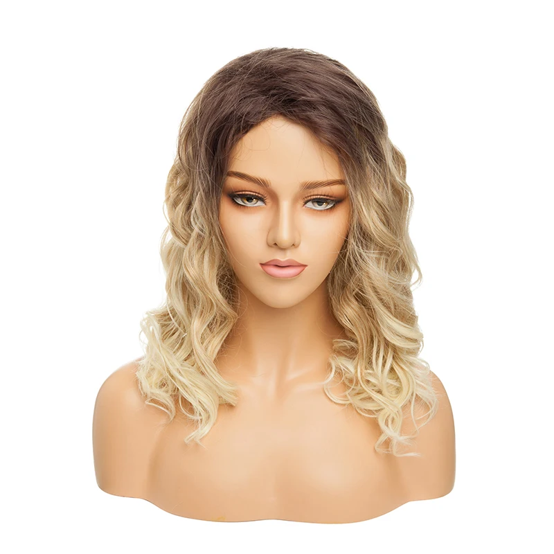 S-noilite 19''24'' Ombre Wavy Hair Wigs Synthetic Long Wigs For Women Brown Gold Party Wig Cosplay Wig Halloween Carnival Wigs