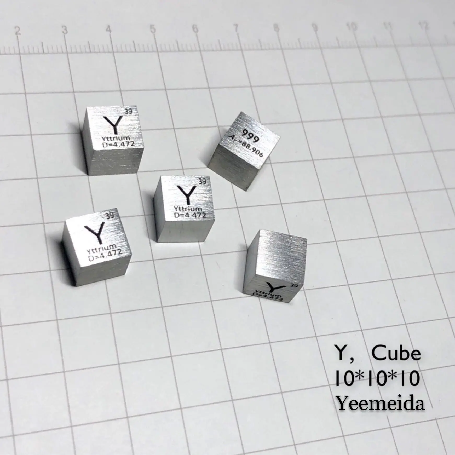 1pcs Y cube Редкий металлический куб 10 мм плотности для простой коллекции элементов Y Gd Sm Sc Er Yb Tm Sc Lu Er Dy ручной работы DIY хобби дисплей - Цвет: 1pcs Y cube