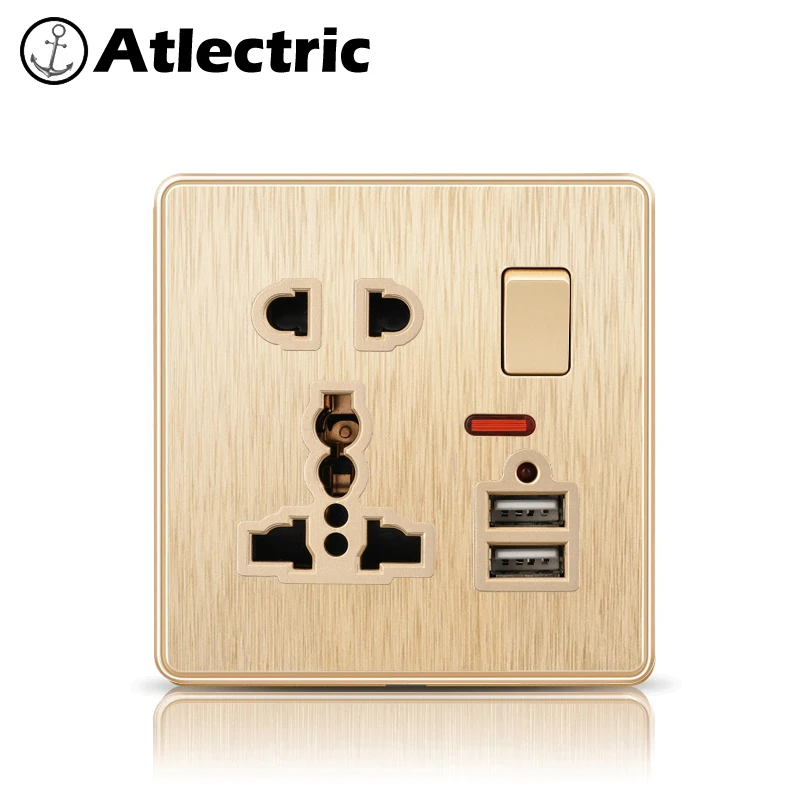 Atlectric универсальная стандартная розетка многофункциональная Розетка с двойным usb-портом 3 отверстия 5 отверстий розетка питания 86 мм* 86 мм розетки