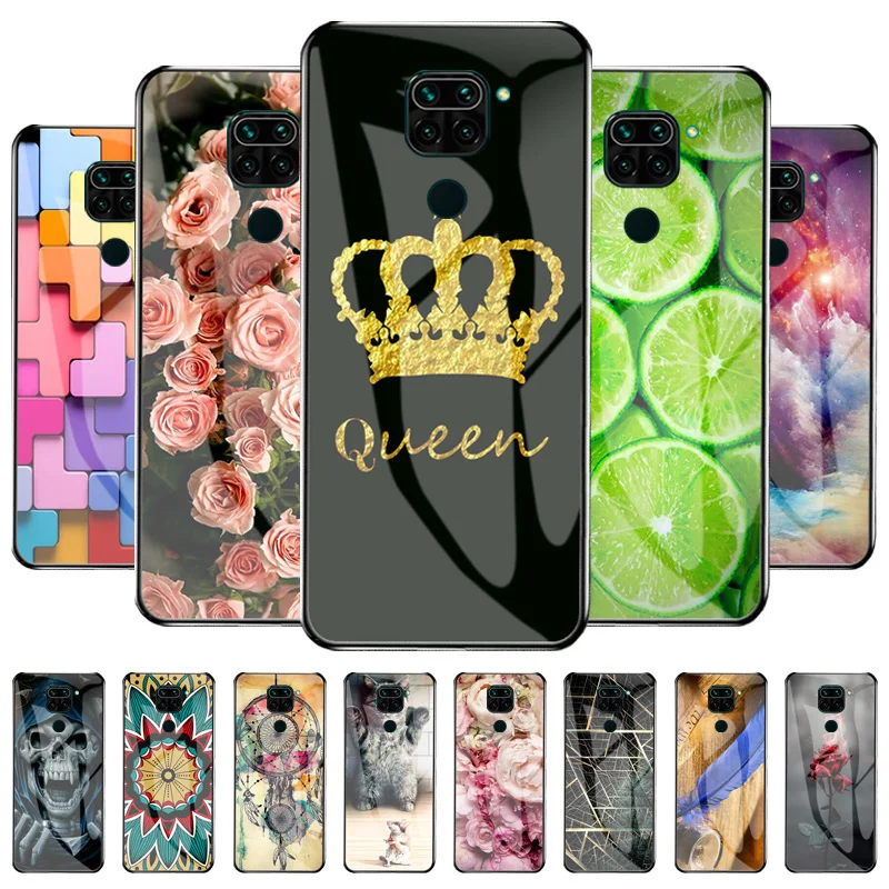 Tempered Glass Case For Xiaomi Redmi Note 9 Pro Case Silicone For Xiaomi Redmi Note 9S 9T Note9 Pro Max Back Cover Pattern Funda