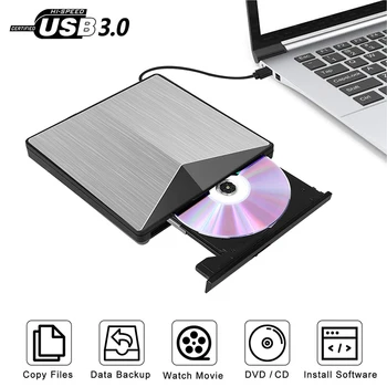 

Optical Drives Cases Aluminum Optical DVD Drive USB 3.0 CD DVD +/-RW Burner Rewriter Player For Laptop Desktop/PC/ Windows/MacOS