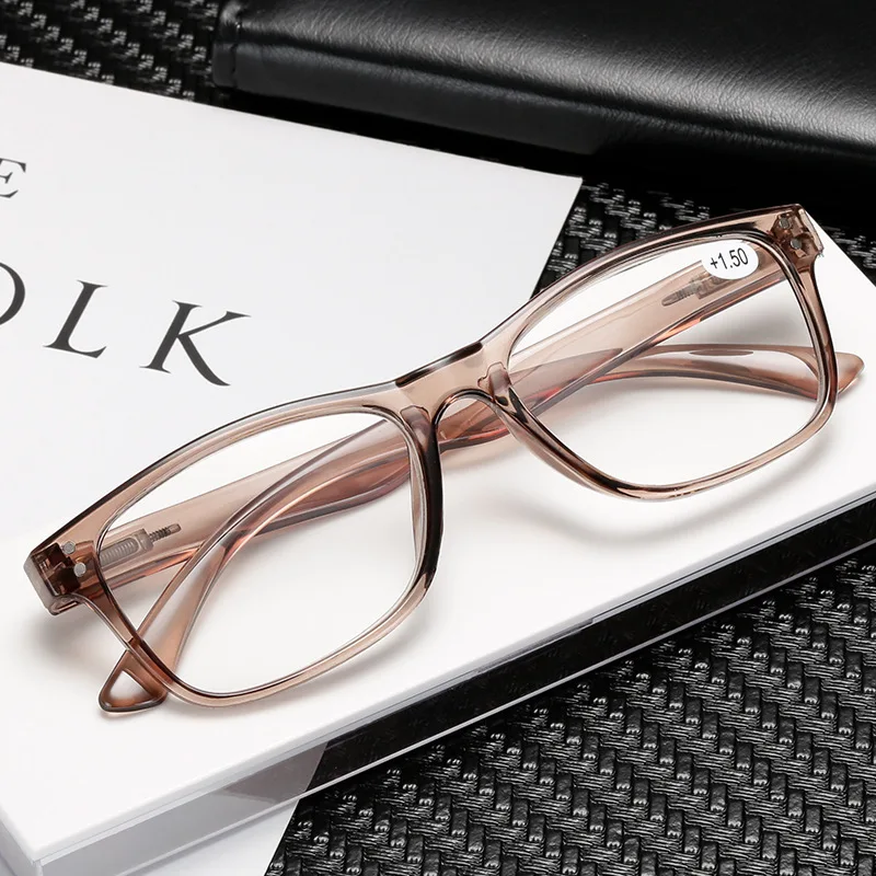 

Plastic Frame Reading Glasses Okulary Do Czytania Leesbril Lunette Transparent Frame HD Resin Spring Leg Oculos Feminino Unisex