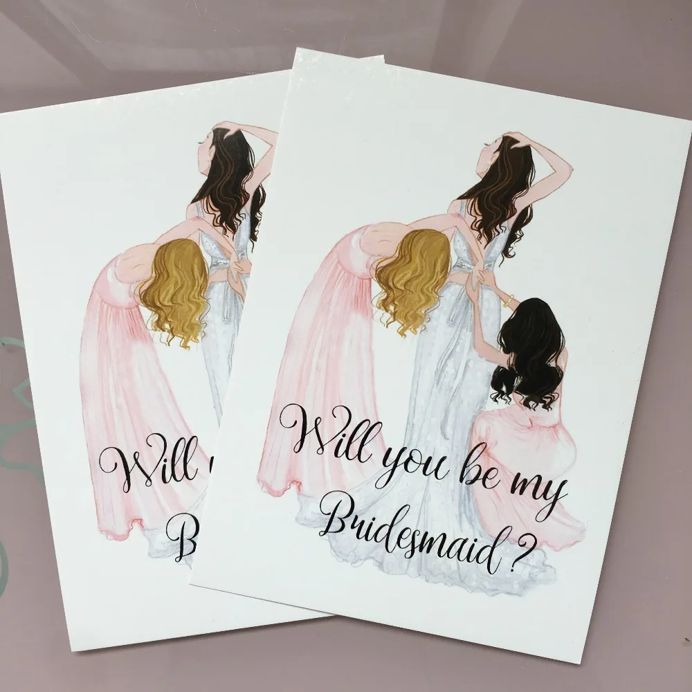 free shipping 5pcs lot custom any text language wedding party invitations Maid of honor bridesmaid  - 4000058729404