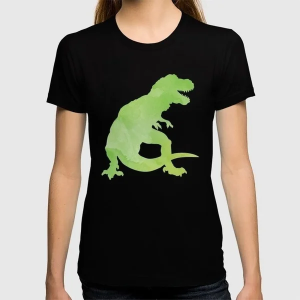Акварельная футболка с рисунком динозавра белая зеленая синяя | Мужская одежда