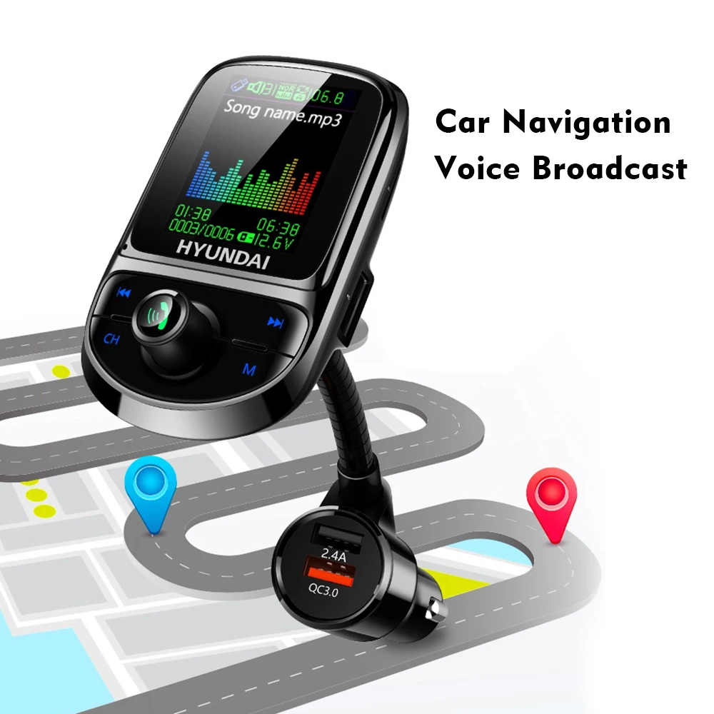 Автомобильный fm-передатчик, многофункциональный MP3-плеер, двойной usb порт для зарядки, 1,8 дюймов, TFT цветной дисплей, беспроводной BT 3,0, FM модулятор