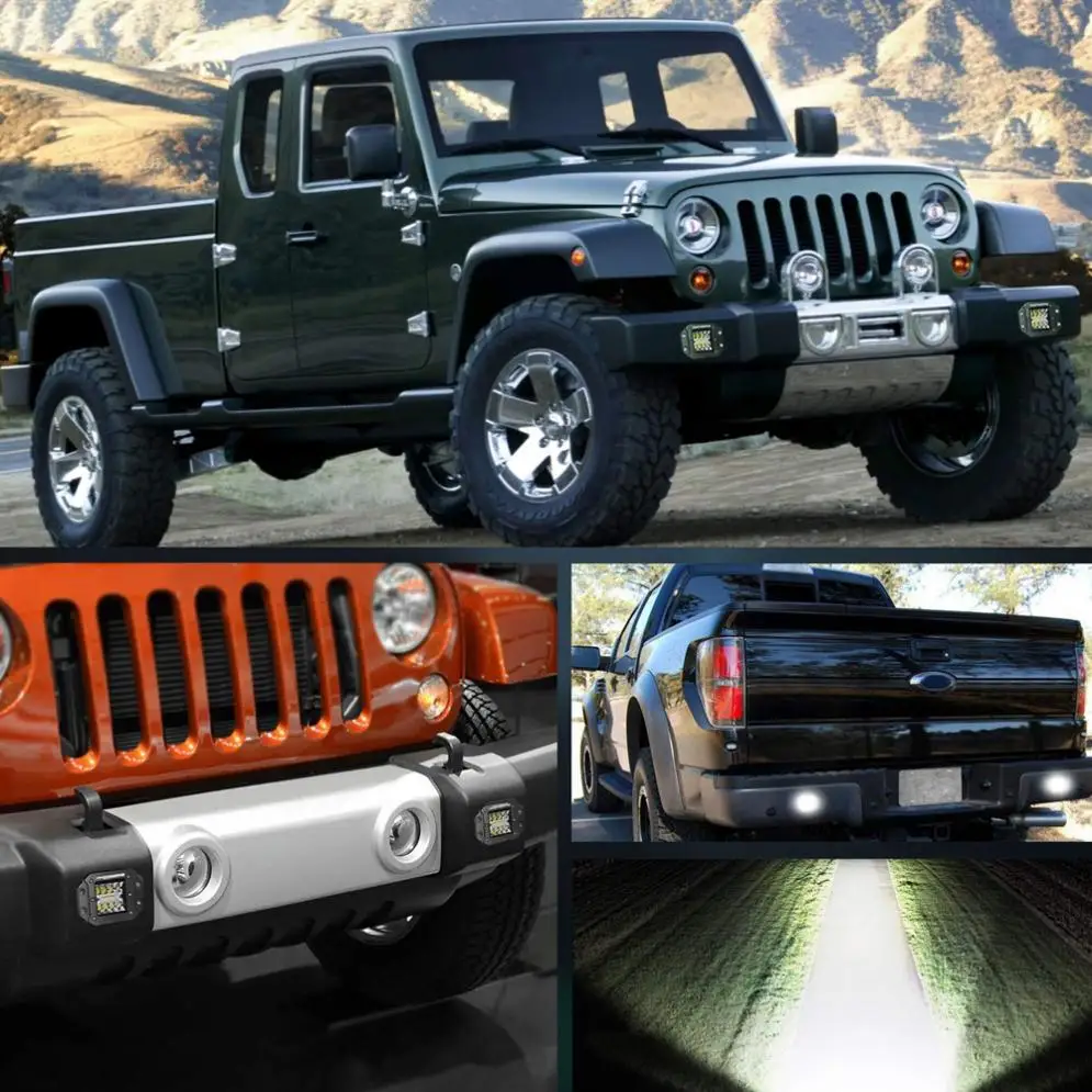 5 Inch 48W 6000K Waterproof Ultra Bright LED Square Car Work Light Pod Light Off Road Driving Lights LED Light Bar Fog Light