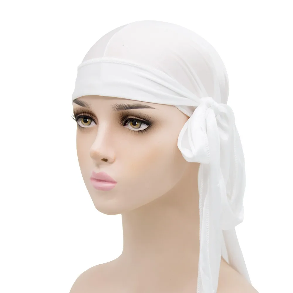 Compra online de Du-rag bandana de basquete de rua, absorvente de suor,  cetim de seda, boné pirata de cauda longa, cabeça elástica