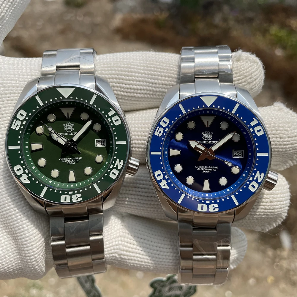 SD1971 New Arrival 2021 STEELDIVE Brand Men Wristwatch Ceramic Bezel Sapphire Glass Blue Luminous NH35 Automatic Dive Watch