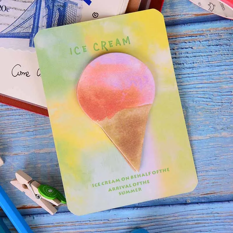 1pc Watercolor Memo Pad Geometric Self-adhesive Memo Pad Sticky Notes Bookmark Label 30 Pages School Supplies