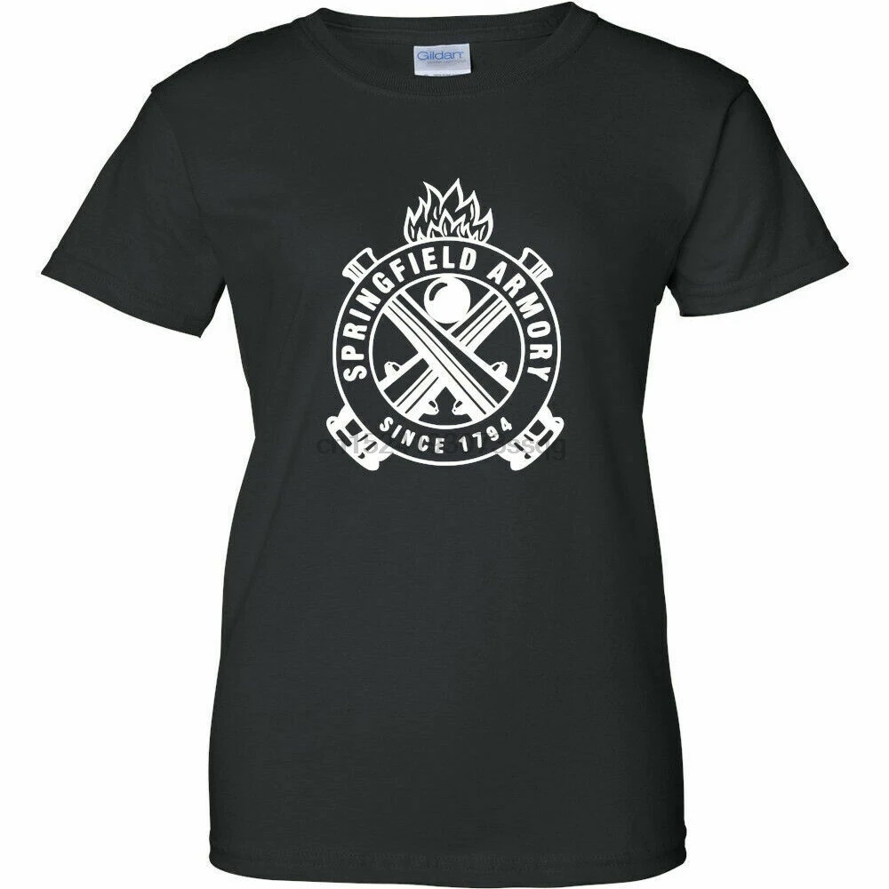 Springfield Armory/белая женская футболка с логотипом надписью 2nd | Мужская одежда