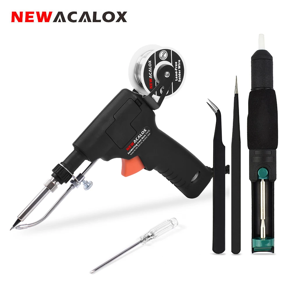 NEWACALOX 60 Вт EU/US Автоматическая отправка оловянного пистолета паяльный пистолет с
