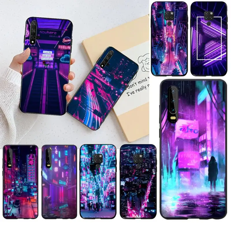 Чехол CUTEWANAN для телефона с неоновым принтом Vaporwave City чехол Huawei P40 P30 P20 lite Pro Mate 20 P Smart
