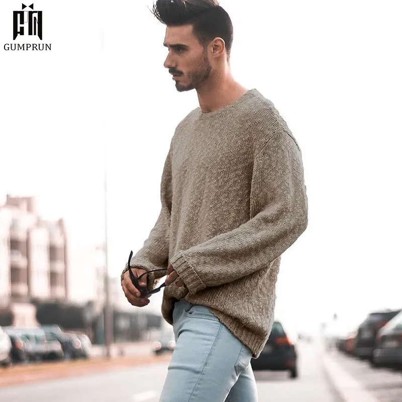 Men Sweater Autumn Winter Knitted Solid Simply Style Pullover Casual Loose O Neck Sweater Jumper Male Black Outerwear Brand 2019