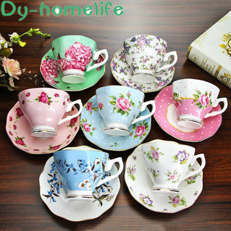 

European Phnom Penh Multicolor Flower Dot Ceramic Coffee Cup Saucer Restaurant Household Bone Porcelain Lotus Tea Cup