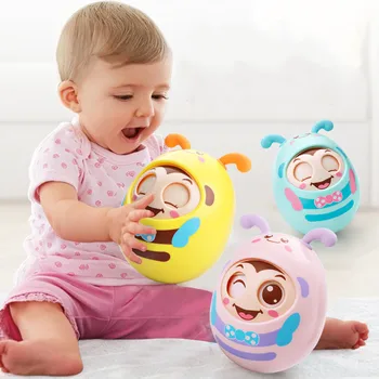 Baby Tumbler Rattles Toys Cartoon Mobile Bee Bell Blink Eyes Tumbler Roly-poly Silicone Ear Teether Toys for Newborns Gift 1